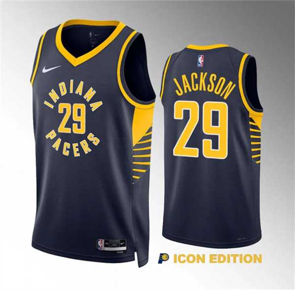 Mens Indiana Pacers #29 Quenton Jackson Navy Icon Edition Stitched Basketball Jersey Dzhi->->NBA Jersey